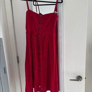 Reformation linen Elegant Red Button-Down Dress. Size 6.